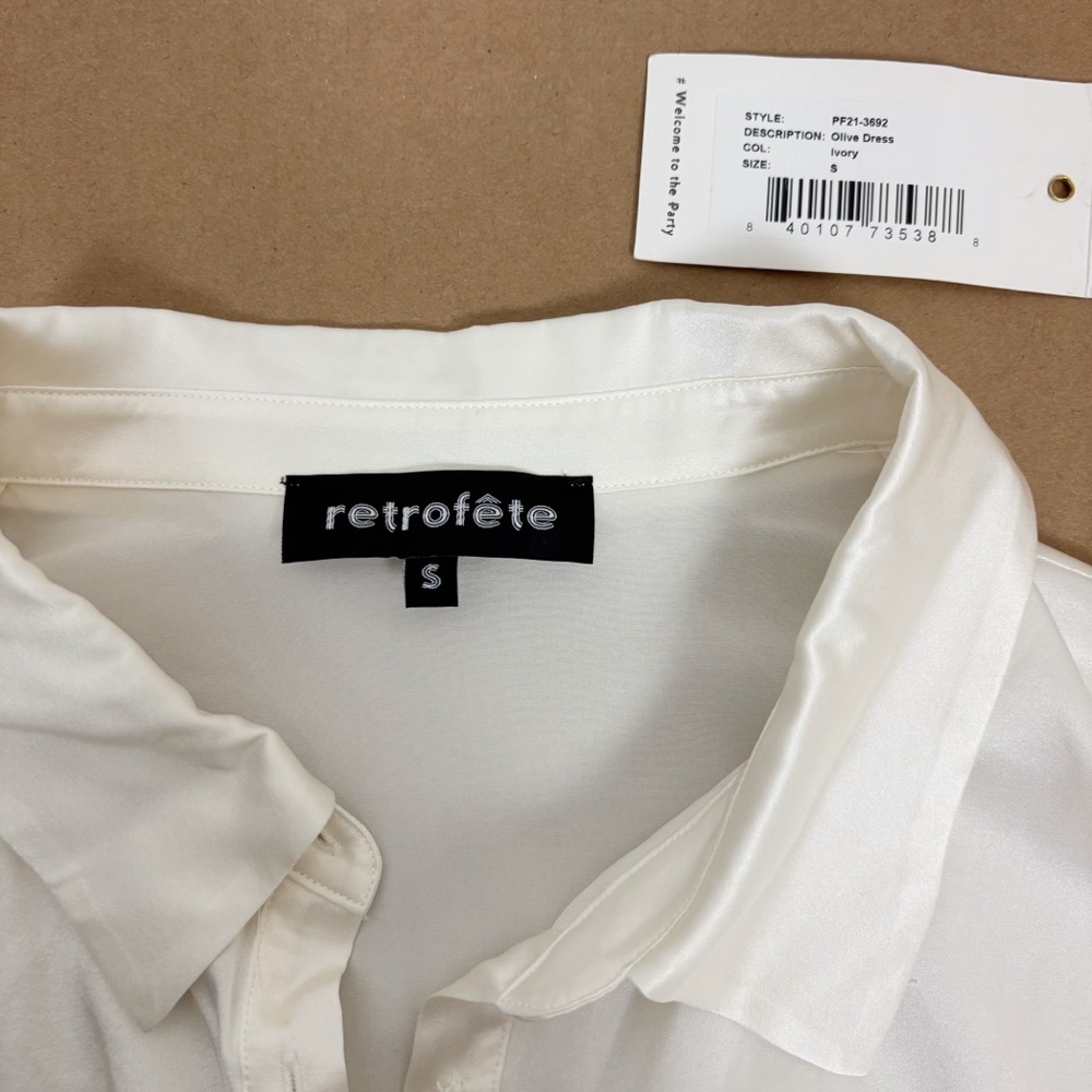 RETROFETE Olive Mini Dress in White Size S - Picture 10 of 14